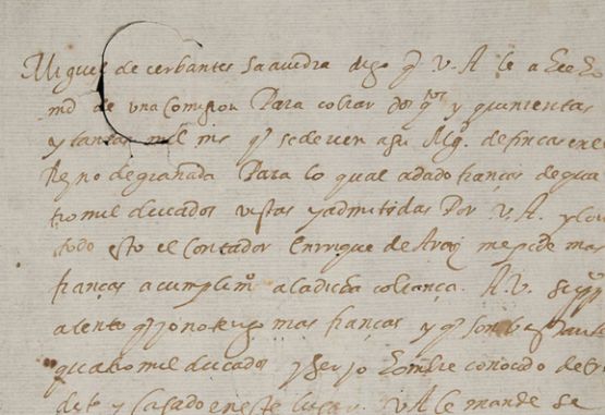 Carta manuscrita de Miguel de Cervantes