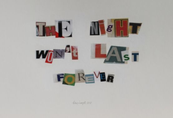 Collage de Félix Ángel en la exposición en Washington D.C.