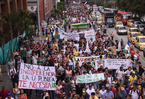 Gran movilización de la educación superior en Medellín de este jueves 15 de noviembre.